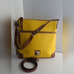 Dooney & Bourke Yellow Crossbody Bag with Brown Trim